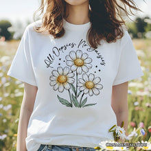 Load image into Gallery viewer, All Oopsies No Daisies T-Shirt, Funny Floral Natural and Black Tee for Quirky and Cottage Vibes