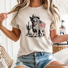 Load image into Gallery viewer, American Cowboy Dog T-Shirt, Western 4th of July Tee for Pet Lovers