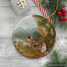 Load image into Gallery viewer, Antoine Watteau Pilgrimage to Cythera Ornament, Famous Painting Christmas Decoration Souvenir