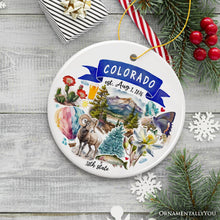 Load image into Gallery viewer, Artistic Colorado State Themes and Landmarks Christmas Ornament