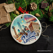 Load image into Gallery viewer, Artistic Dallas Texas Christmas Ornament, Unique Ceramic Keepsake Souvenir and Gift