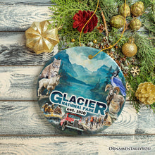 Load image into Gallery viewer, Artistic Glacier National Park Adventure Handmade Ceramic Ornament, Montana Souvenir and Gift