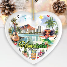 Load image into Gallery viewer, Artistic Honolulu Hawaii Christmas Ornament, Tropical Hawaiian Keepsake and Souvenir Gift
