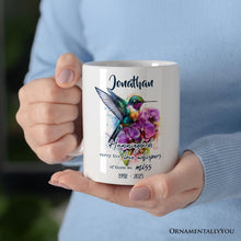 Load image into Gallery viewer, Artistic Hummingbirds Carry the Love Whispers Quote Personalized Mug, Memorial Gift With Custom Name