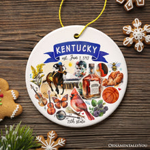 Load image into Gallery viewer, Artistic Kentucky State Themes and Landmarks Christmas Ornament