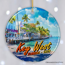 Load image into Gallery viewer, Artistic Key West Ceramic Ornament, Tropical Florida Vacation and Beach Paradise Christmas Souvenir