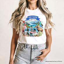 Load image into Gallery viewer, Artistic Nevada State Themes and Landmarks T-Shirt, Tee for History and Travel Lovers