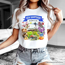 Load image into Gallery viewer, Artistic New Hampshire State Themes and Landmarks T-Shirt, Tee for History and Travel Lovers
