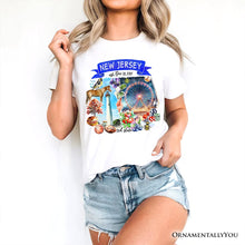 Load image into Gallery viewer, Artistic New Jersey State Themes and Landmarks T-Shirt, Tee for History and Travel Lovers