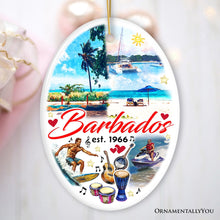 Carregar imagem no visualizador da galeria, Artistic Tropical Barbados Landmarks and Beaches Ornament, Travel Caribbean Paradise Christmas Souvenir