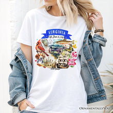 Cargar imagen en el visor de la galería, Artistic Virginia State Themes and Landmarks T-Shirt, Tee for History and Travel Lovers