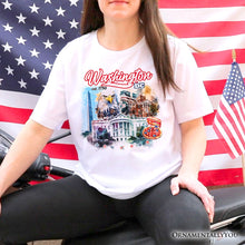 Carregar imagem no visualizador da galeria, Artistic Washington DC T-Shirt, Landmarks of the Nation’s Capital, White House Travel Tee