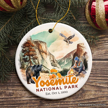Cargar imagen en el visor de la galería, Artistic Yosemite National Park Ornament, California Christmas Gift for Hikers