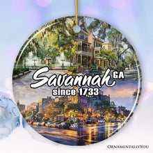 Cargar imagen en el visor de la galería, Artistically Scenic Savannah Ornament, Georgia Historical City and Nature Christmas Ornament