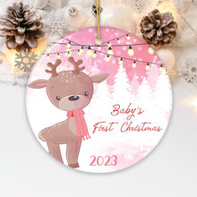 Carregar imagem no visualizador da galeria, Baby's First Christmas Reindeer Girl and Boy Christmas Ornament