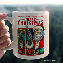 Carregar imagem no visualizador da galeria, Bad Retro Santa Christmas Personalized Mug, Holiday Humor Gift with Custom Name