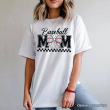 Carregar imagem no visualizador da galeria, Baseball Mom Coquette Bow Retro T-Shirt, Stylish Game Day White Tee for Trendy and Proud Sports Mothers