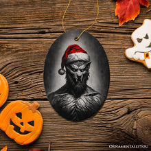 Load image into Gallery viewer, Beastly Werewolf with Santa Hat Ornament, Frightening Holiday Keepsake for Spooky Tree