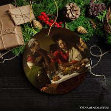 Carregar imagem no visualizador da galeria, Caravaggio Supper at Emmaus Ornament, Famous Painting Christmas Decoration Souvenir
