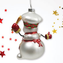 Load image into Gallery viewer, Cheerful Holiday Snowman Chef Glass Christmas Ornament