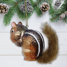 Carregar imagem no visualizador da galeria, Chipmunk Glass Christmas Tree Ornament