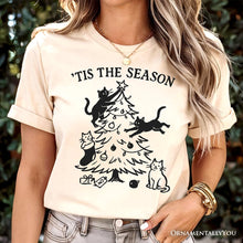 Cargar imagen en el visor de la galería, Christmas Tree Killer Cats T‑Shirt, Tis the Season Funny Holiday Tee
