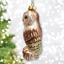Cargar imagen en el visor de la galería, Classic Barn Owl Glass Christmas Ornament