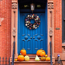 Load image into Gallery viewer, Creep and Glitter Spooky Wreath with Skeleton Skull Baubles, Black, Maroon and Gold Colors with Shiny Glitter