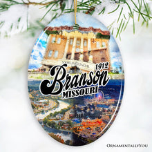 Load image into Gallery viewer, Culturally Vibrant Branson City Ceramic Ornament, Missouri Souvenir and Christmas Tree Decor