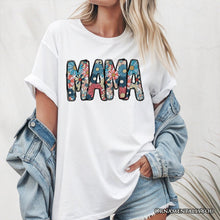 Load image into Gallery viewer, Daisy Floral Mama T-Shirt, Colorful Retro White Tee for Stylish and Cheerful Women