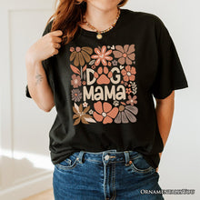 Load image into Gallery viewer, Dog Mama Boho Floral T-Shirt, White and Black Tee for Proud and Stylish Pet Lovers