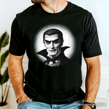 Load image into Gallery viewer, Dracula Spooky Portrait T-Shirt, Horror Villain Theme Halloween Tee