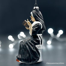 Load image into Gallery viewer, (Pre-Order) Eccentric Gothic Smoking Nun Glass Ornament, Unique Halloween and Emo Home Decor