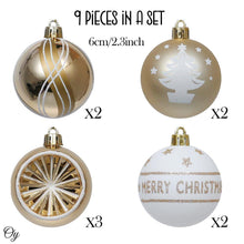 Load image into Gallery viewer, Elegant Gold and Glitter 9 Piece Christmas Ornament Set