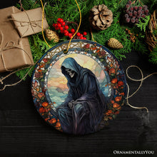 Carregar imagem no visualizador da galeria, Halloween Angel of Death Stained Glass Style Ceramic Ornament
