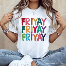 Carregar imagem no visualizador da galeria, Friday Teacher T-Shirt, Friyay White, Natural, Navy and Black Weekend Vibes Tee