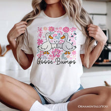 Carregar imagem no visualizador da galeria, Funny Goose Bumps Floral T-Shirt, White, Natural and Black Sarcastic Goose Tee Gifts