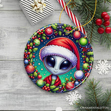 Load image into Gallery viewer, Galactic Winter Alien Ceramic Ornament, Festive Christmas Space Gift and Decor