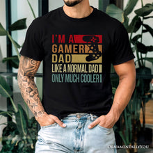 Cargar imagen en el visor de la galería, Gamer Dad Controller T-Shirt, Black Funny Tee for Cool Fathers