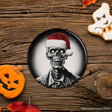 Load image into Gallery viewer, Ghastly Undead Zombie with Santa Hat Ornament, Eerie Christmas Gift for Horror Lovers