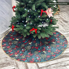 Carregar imagem no visualizador da galeria, Gold and Red Deer Decoration Pattern Holiday Tree Skirt