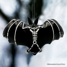 Carregar imagem no visualizador da galeria, Gothic Bat Skeleton Handcrafted Glass Ornament, Horror Tree Halloween Decor