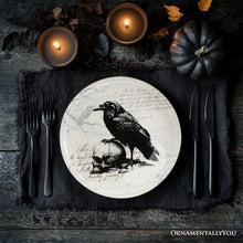 Carregar imagem no visualizador da galeria, Gothic Elegance Set of 4 Plates with Real Gold Trim, Halloween Tableware Collection for Salad, Dessert, Appetizer, and Side Plates