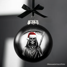 Carregar imagem no visualizador da galeria, Grim Reaper Christmas Spooky Portrait Glass Ornament, Black Horror Halloween Tree Decoration