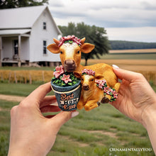 Load image into Gallery viewer, Best Mom Cow and Calf Charming Figurine, 6" Keepsake Jersey Statue and Mother’s Day Gift