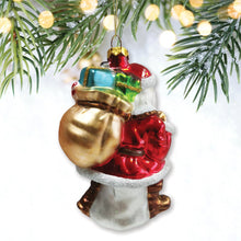 Load image into Gallery viewer, Holly Jolly Santa Claus with Gift Bag and Toys Blown Glass Christmas Ornament