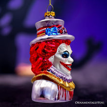 Carregar imagem no visualizador da galeria, Horror Clown Head Glass Ornament, Gothic Halloween Tree Decor