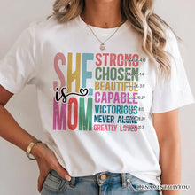 Carregar imagem no visualizador da galeria, Inspirational Christian Mom T-Shirt, Affirmation White Tee for Strong and Motivated Mothers