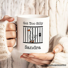 Carregar imagem no visualizador da galeria, Jailed Goose Personalized Mug, Got Too Silly Funny Gift With Custom Name
