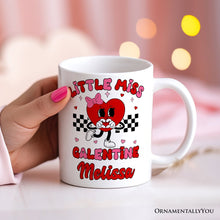 Carregar imagem no visualizador da galeria, Little Miss Galentine Personalized Mug, Single Women Pink Valentine's Day Gift With Custom Name